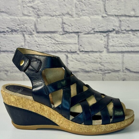 Dansko Cecily Black Leather Wedge Sandals – Size 40 (US 9.5-10) - Picture 2 of 7